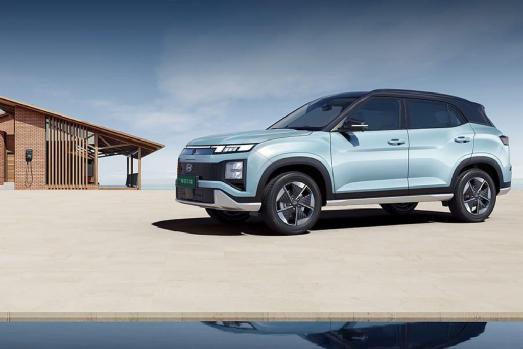 Hyundai Creta Electric front view with pixelated grille